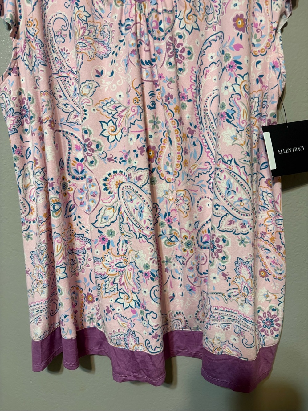 NWT Ellen Tracy Pink Paisley V-Neck Short Sleeve Pajama Set Size XL - Picture 3 of 16